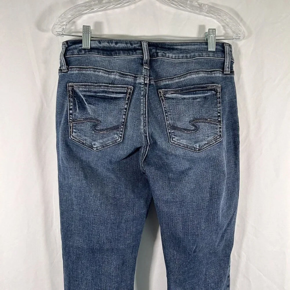 Silver Jeans Women's 28x28 Dark Wash Denim Elyse Straight Mid Rise Cotton Blend - Picture 7 of 10